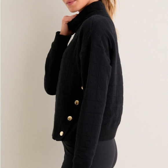 Tuckernuck Black Quilted Wright Funnel Neck Pullover Sweatshirt - Picture 4 of 10